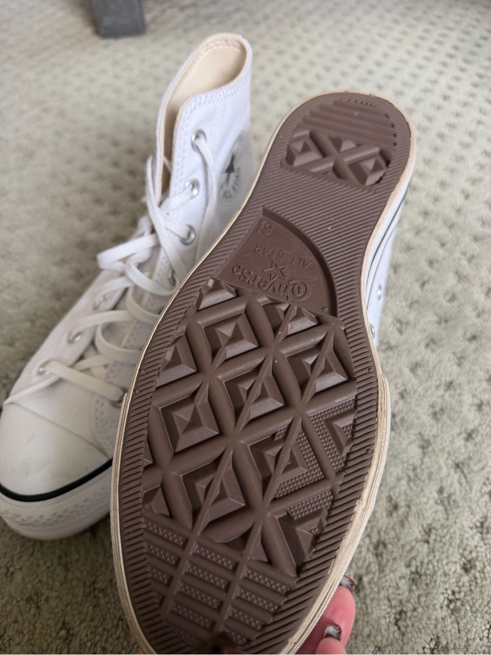 Converse Kids White High-Top Sneakers with Brown Sole
